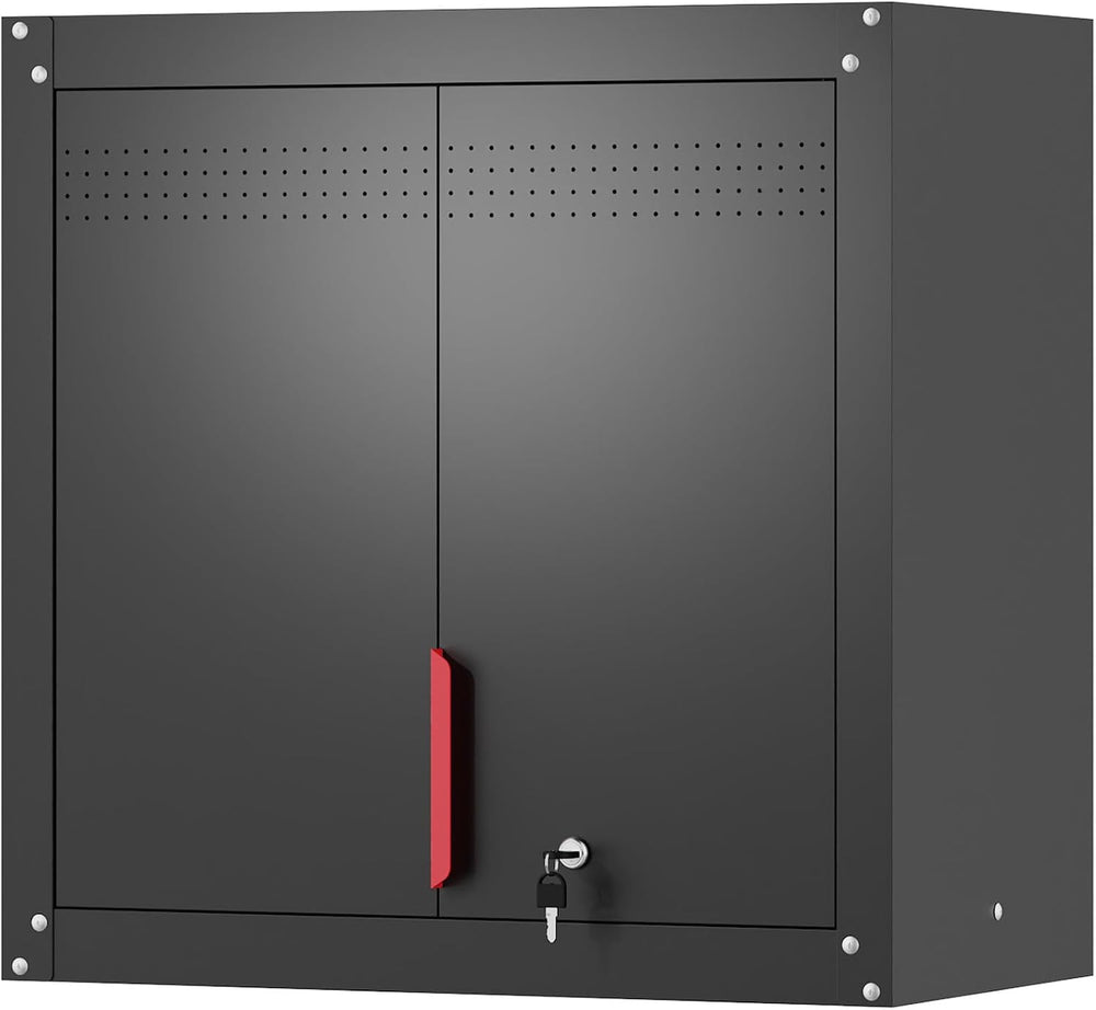Metal Wall Cabinet,Wall Mounted Garage Storage Cabinet with Lock and Handle,G...