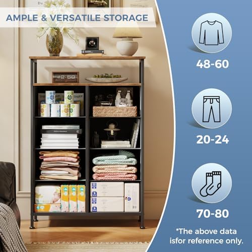DUMOS Tall 8 Drawer Dresser for Bedroom, Storage Chest of Drawers Cabinet
