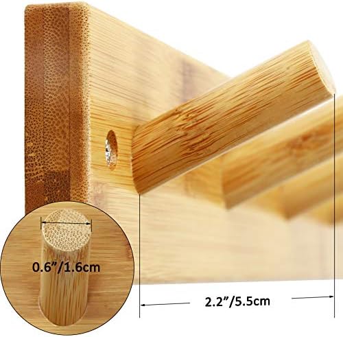 SKOLOO Coat Rack Wall Mount 17 inch, 5 Hooks, Bamboo, Shaker Style, Natural