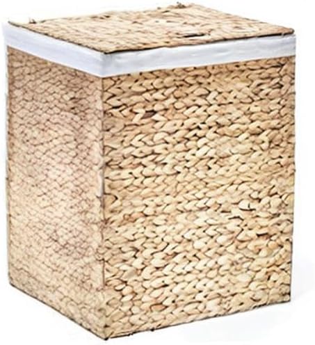 Seville Classics Handwoven Water Hyacinth Laundry Hamper with Lid