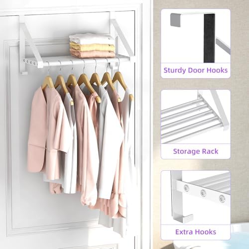 Over The Door Clothes Hanger with 2 Hooks, Stainless Steel Over The Door Hang...