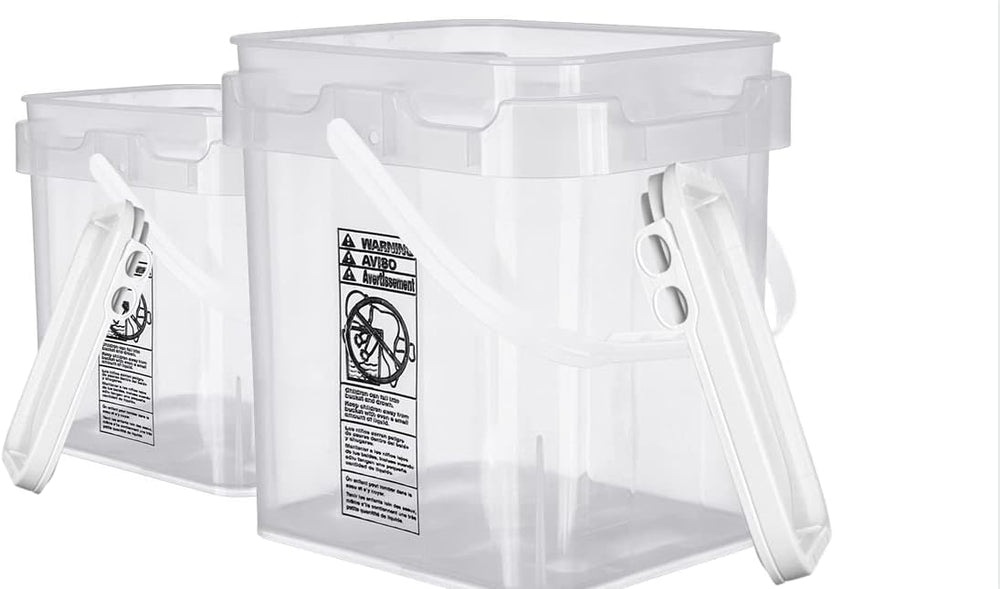 House Naturals 4 Gallon Food Grade Plastic Square Clear Bucket Pail with lid ...