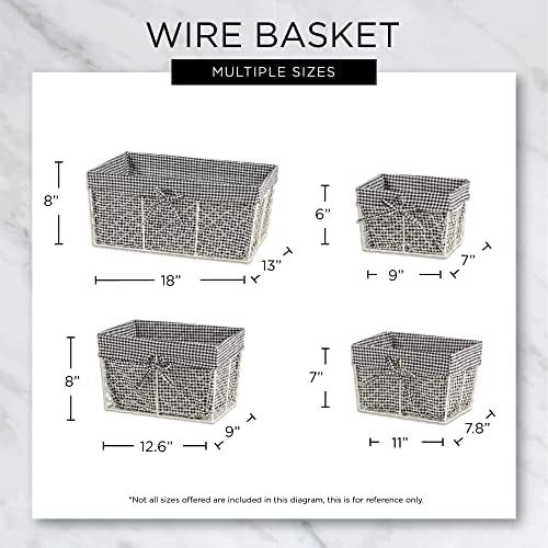 DII Farmhouse Chicken Wire Storage Baskets with Liner, Set of 3, French Blue,...