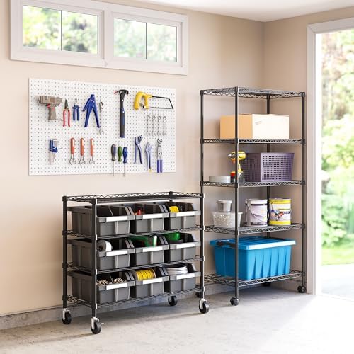4-Tier NSF 9-Bin Steel Wire Shelving Rack, 36"W x 14"D x 31"H,...