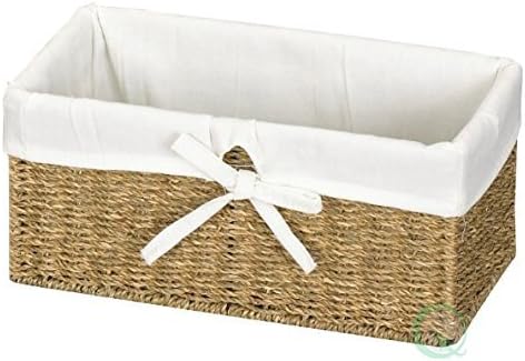 Vintiquewise(TM Seagrass Shelf Basket Lined with White Lining (Pack of 4)