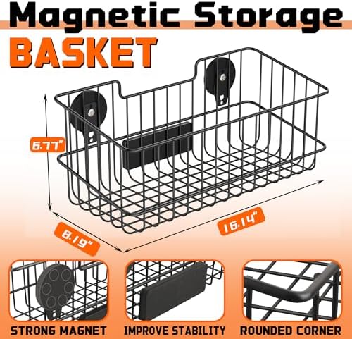 ULIBERMAGNET Magnetic Baskets, Large Capacity Metal Wire Mesh Basket Holder O...