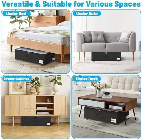Under Bed Storage with Wheels, 4-Pack 10" Height XXL 75L Rolling Storage...