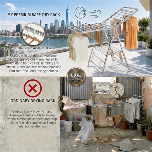 Stainless Steel Clothes Drying Rack, 71-Inch (180cm) Heavy Duty Rust-Resistan...