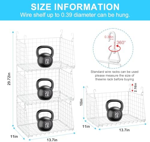 3-Tier Hanging Laundry Basket Organizer:Foldable Wire Shelf Laundry Room Orga...