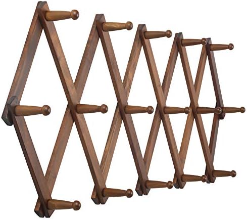 WEBI Accordion Wall Hanger, Wooden Coat Rack Wall Mounted, Hat & Cap Hook...