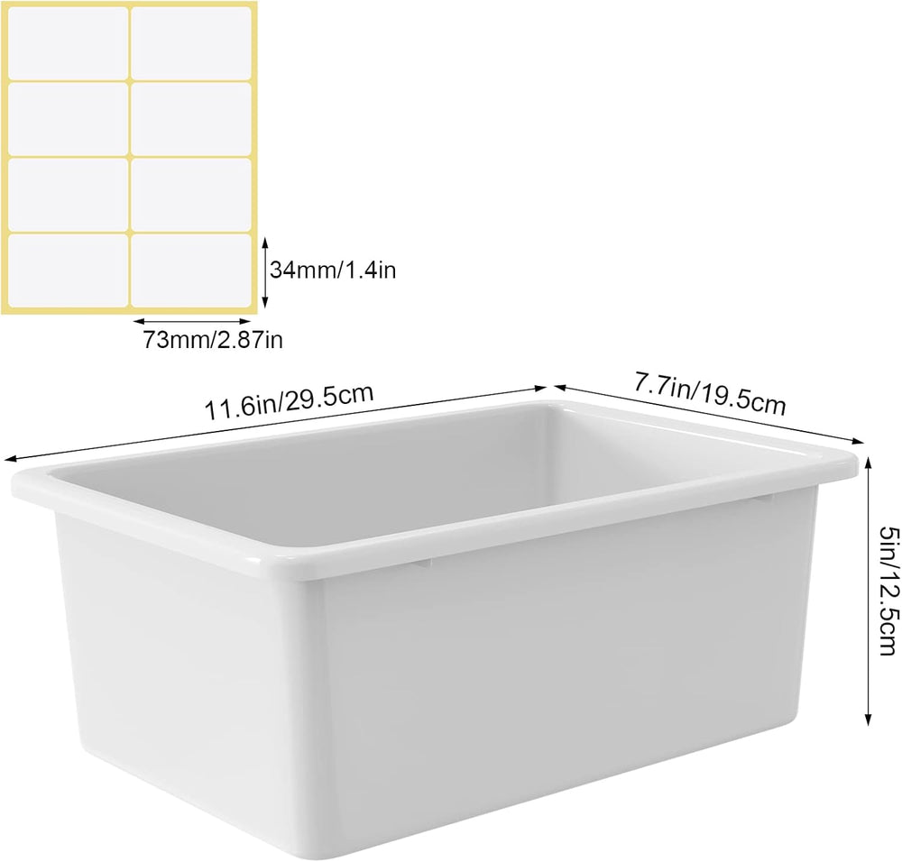 Zonon 12 Pcs Plastic Cubby Storage Bins, White, 11.61 x 7.68 x 4.92