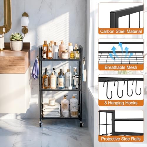 Housolution Laundry Room Shelves Cart Bathroom Storage Organizer Rack