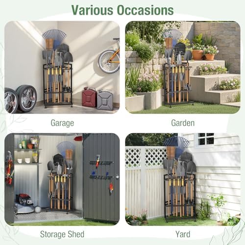 Garden Tool Organizer for Corner,Metal Yard Tool Organizer for Long-Handled T...