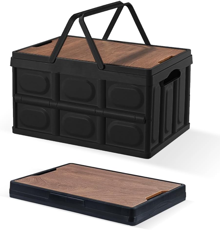 Collapsible Storage Bins Box with Lids and Handle, 13 Gallon 50L Portable Pla...