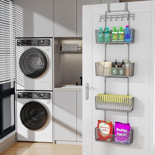 HapiRm Over The Door Organizer - Hanging Door Organizer with 4 Metal Large Ca...