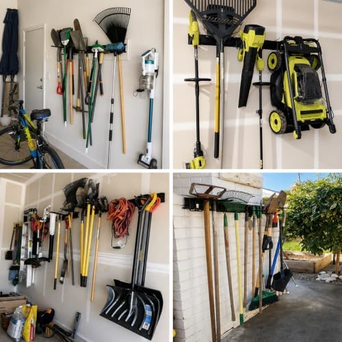 Garage Tool Organizer Wall Mount 49.5 inches with 10 Adjustable Heavy-Duty Ho...