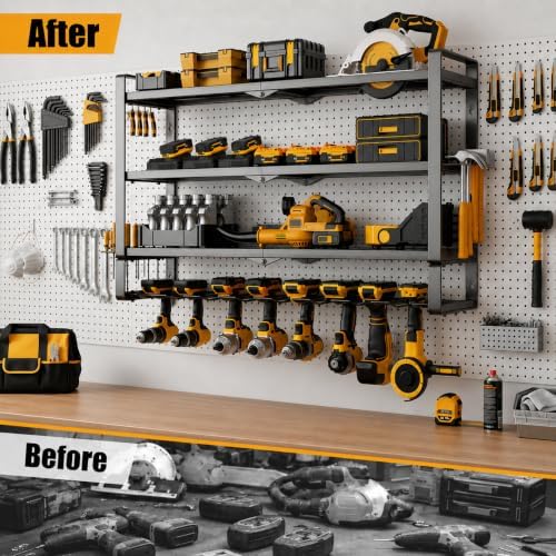 MOOMSINE Large Power Tool Organizer Wall Mount for Garage, 4-Tier Heavy Duty ...