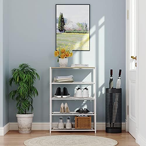 Yusong Shoe Rack Organizer, 5 Tier Industrial Shoe Storage Shelf, Narrow Stur...