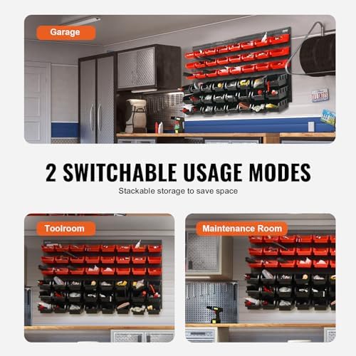 VEVOR 48-Bin Wall Mounted Storage Bins Parts Rack Organizer Garage Shop Tool ...