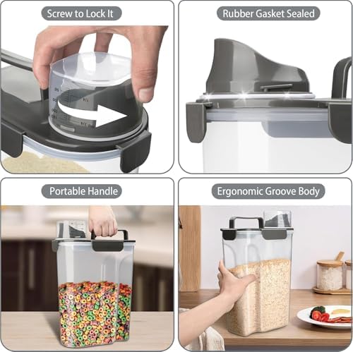 Komzon Rice Storage Containers, Airtight Cereal Containers Storage 20+10 lb E...
