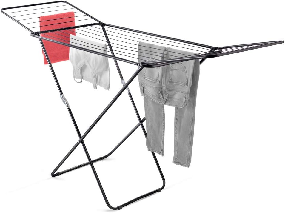 Metaltex Vulcano Black Steel Airer with Wings 18 m and Epoxy Coating, Black, ...