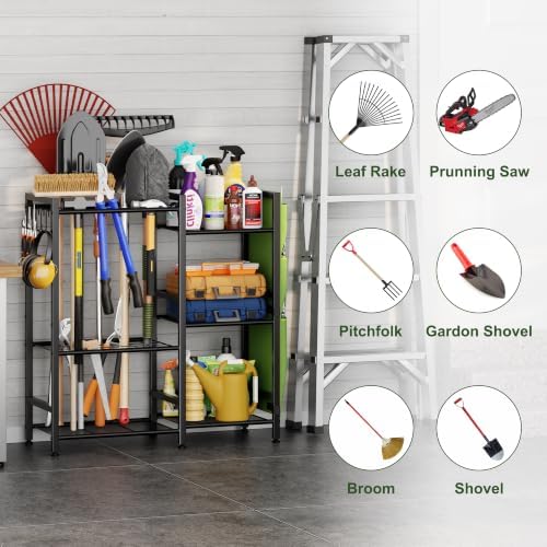 keomaisyto Garden Tool Organizer with Side Tool Pouch, Yard Tool Organizer
