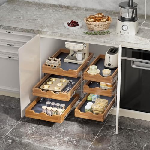 OCG Pull Out Cabinet Drawer 11" W x 21" D, 3 Tier Pull Out Cabinet ...