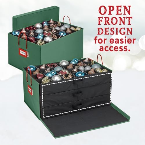 HOLDNโ STORAGE Christmas Ornament Storage Box with Dividers, Holds Up to 72 O...