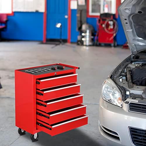 TUFFIOM 5-Drawer Rolling Tool Chest w/Drawers & Lock, Tool Storage Cabine...