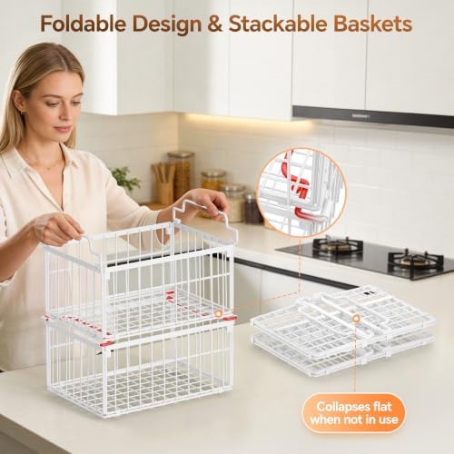 Freezer Organizer Bins, 3 Pack Enlarged Baskets for 5-9 Cu.FT Deep Freezer