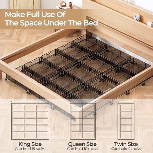 Yecaye Under Bed Storage with Wheels, 2 Pack Under Bed Shoe Storage, Black