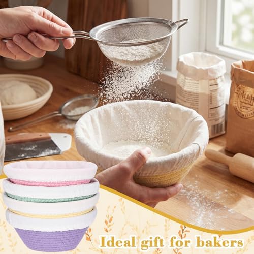 4 Pcs Round Banneton Bread Proofing Basket, 9 Inch