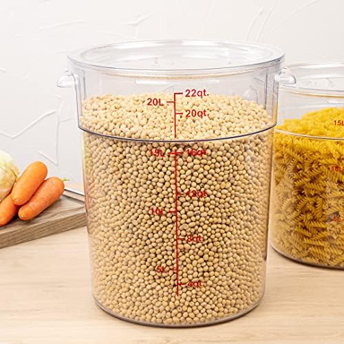 Restaurantware 22 qt Round Clear Plastic Food Storage Container, 10 Pack