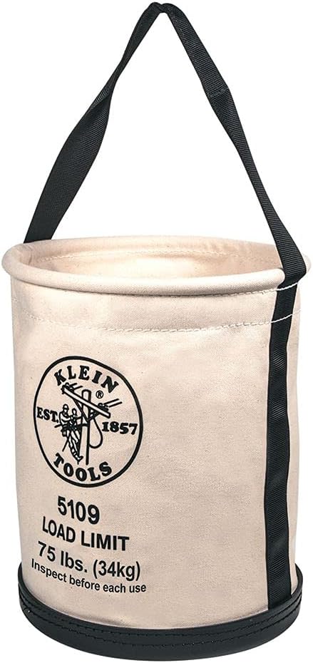 Klein Tools Canvas Bucket with Molded Bottom Holds 75-Pound Load and Klein To...