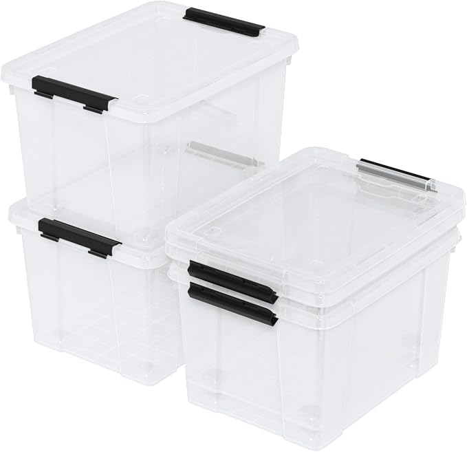 22 Qt Latching Storage Box, Stackable Bin