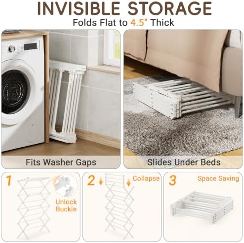 4-Tier Foldable Clothes Drying Rack for Long Garments
