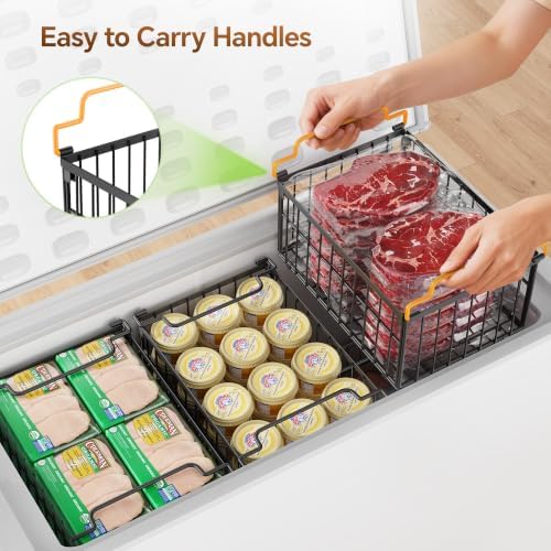 Freezer Organizer Bins, 6 Pack Enlarged Baskets for 5-9 Cu.FT Deep Freezer