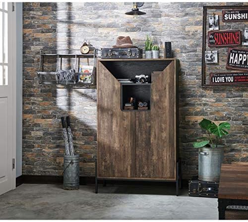 HOMES: Inside + Out Charles Rustic Entryway Shoes Cabinet with 4 Enclosed She...