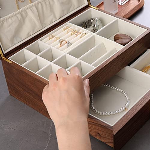High-end Solid Wood Jewelry Storage Box Ladies Retro Wooden Necklace Jewelry ...
