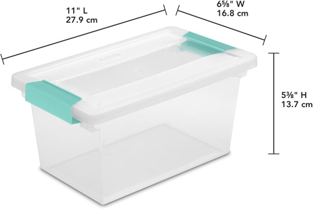 Sterilite 8-Pack Clip Box, Stackable Clear Plastic Bins with Latching Lids, M...
