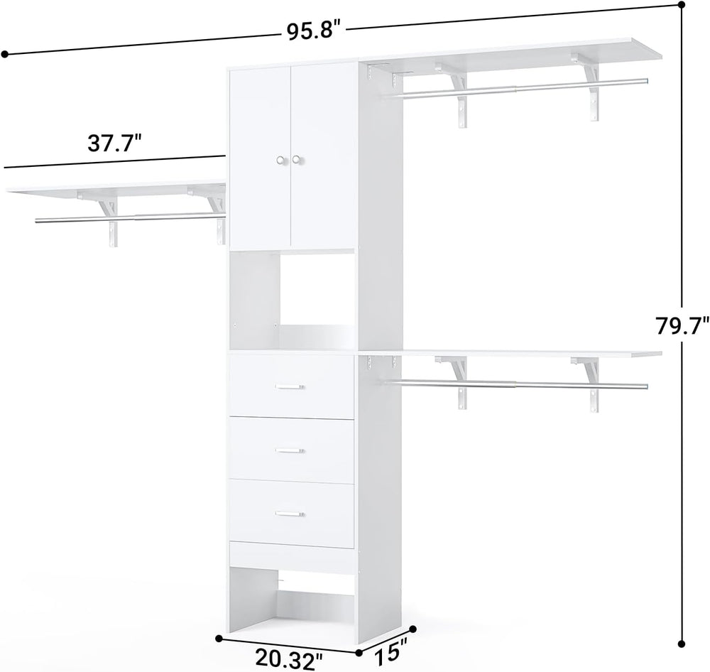 Armocity 96 Inches Closet System with Doors, 8FT Walk In Closet Organizer wit...
