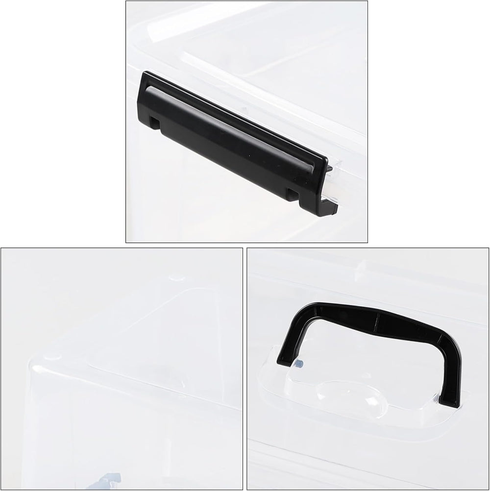4 Packs 18 Quart Clear Plastic Storage Latching Bins with Handles