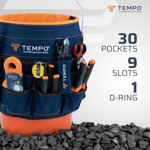 TEMPO PA9100 5 Gallon Bucket Tool Organizer - 600D Fabric Bucket Tool Bag 5 G...