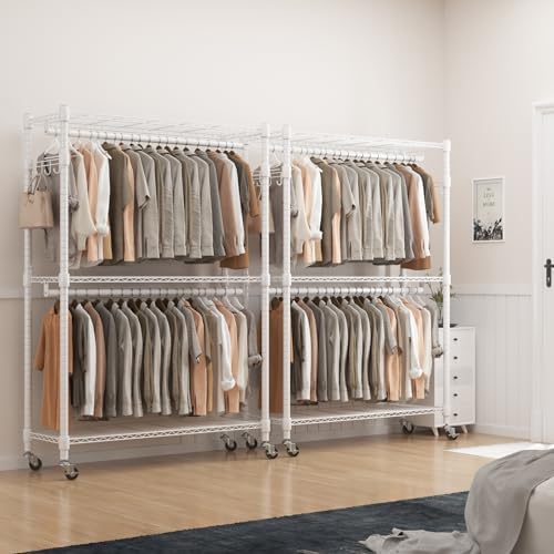 BATHWA Clothes Racks for Hanging Clothes, 25 mm tube Heavy Duty 47.3" W ...