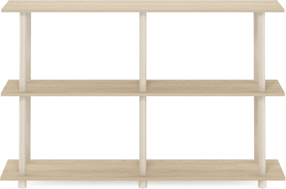 Furinno Turn-N-Tube No Tools 3-Tier Rectangle Side Display Rack, Bauhaus Oak/...