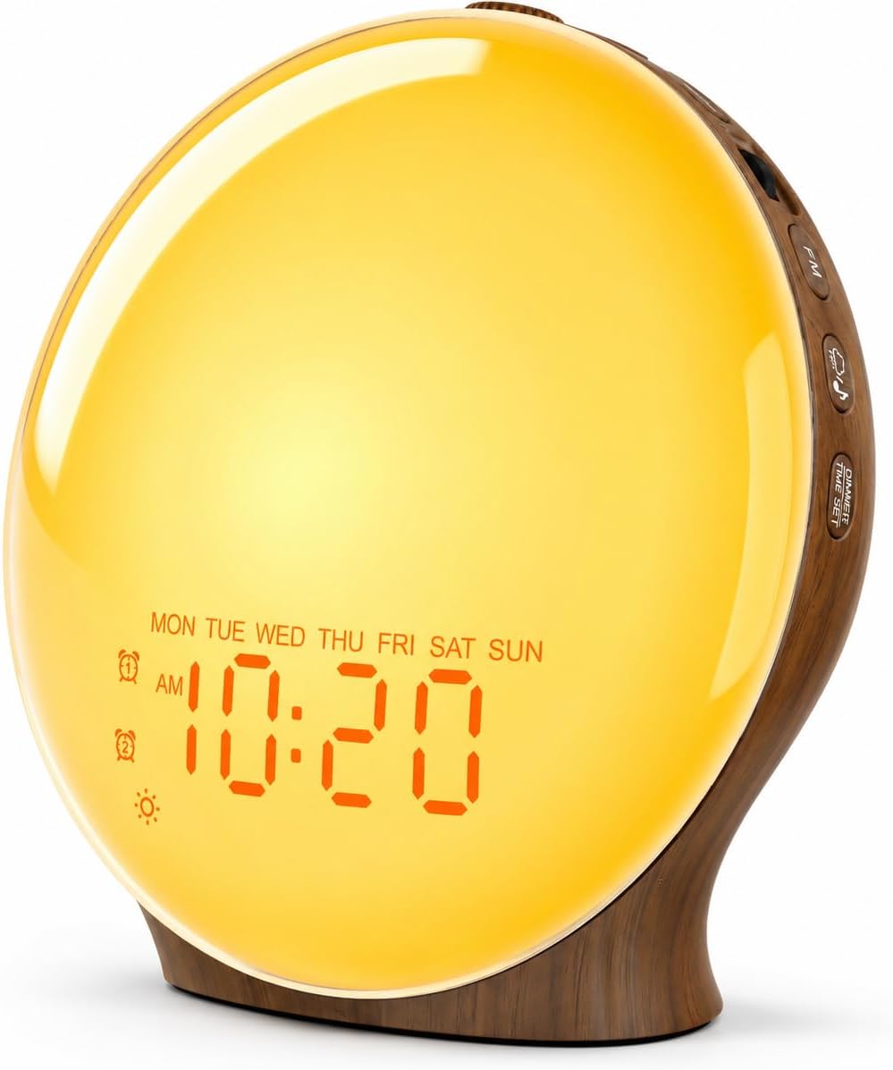 JALL Sunrise Alarm Clock for Bedrooms, Full-Screen Wake Up Light for Heavy Sl...