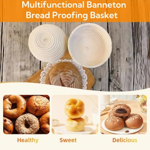 Banneton Bread Proofing Basket Set of 6 with Cloth Liner, 6 Inch, Round