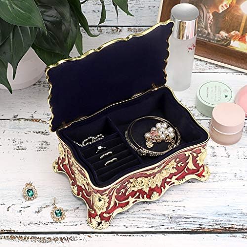 Hipiwe 2 Layer Vintage Jewelry Box Large Metal Treasure Chest Csase