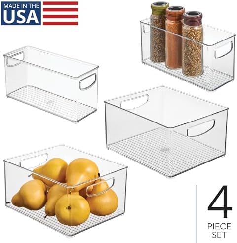 iDesign 4-Piece Plastic Organizer Bin Set, Clear