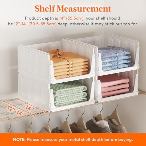 Lifewit 6 Pack Stacking Closet Organizers Shelf for Clothes 14" Depth